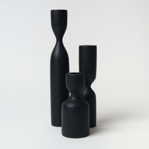 Scandinavian candlesticks | 3 pieces | Black ash