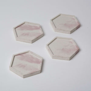 Sous-verres hexagonaux | Marbré rose