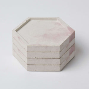 Hexagon coasters | Pink Marble