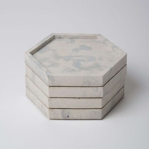 Sous-verres hexagonaux | Marbré gris